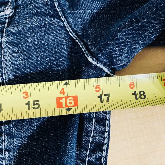 Amethyst Girls Blue Stretch Denim Jacket Size Large Long Sleeve Two Flap Pockets - Picture 7 of 8